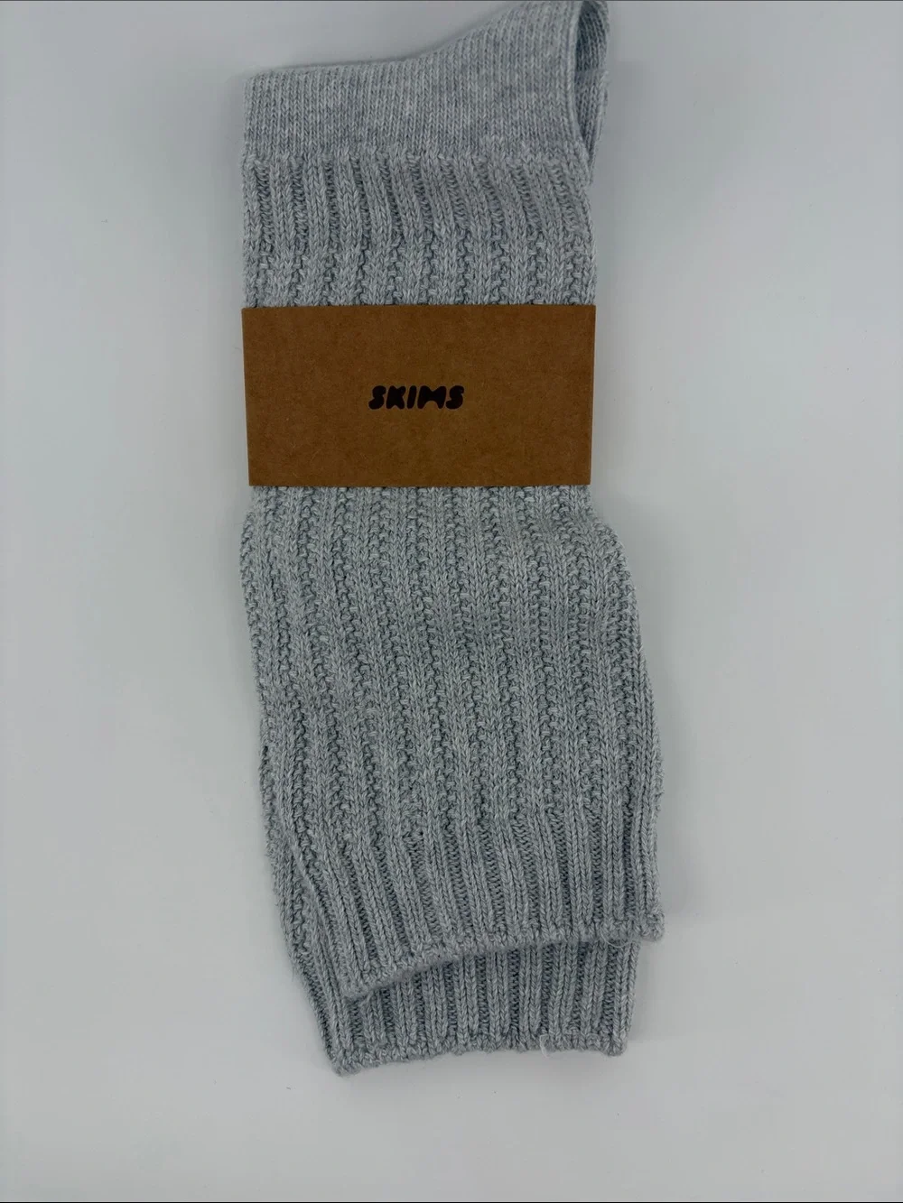 SKIMS Light Gray Slouch Sock OSFM Ribbed Crew Socks